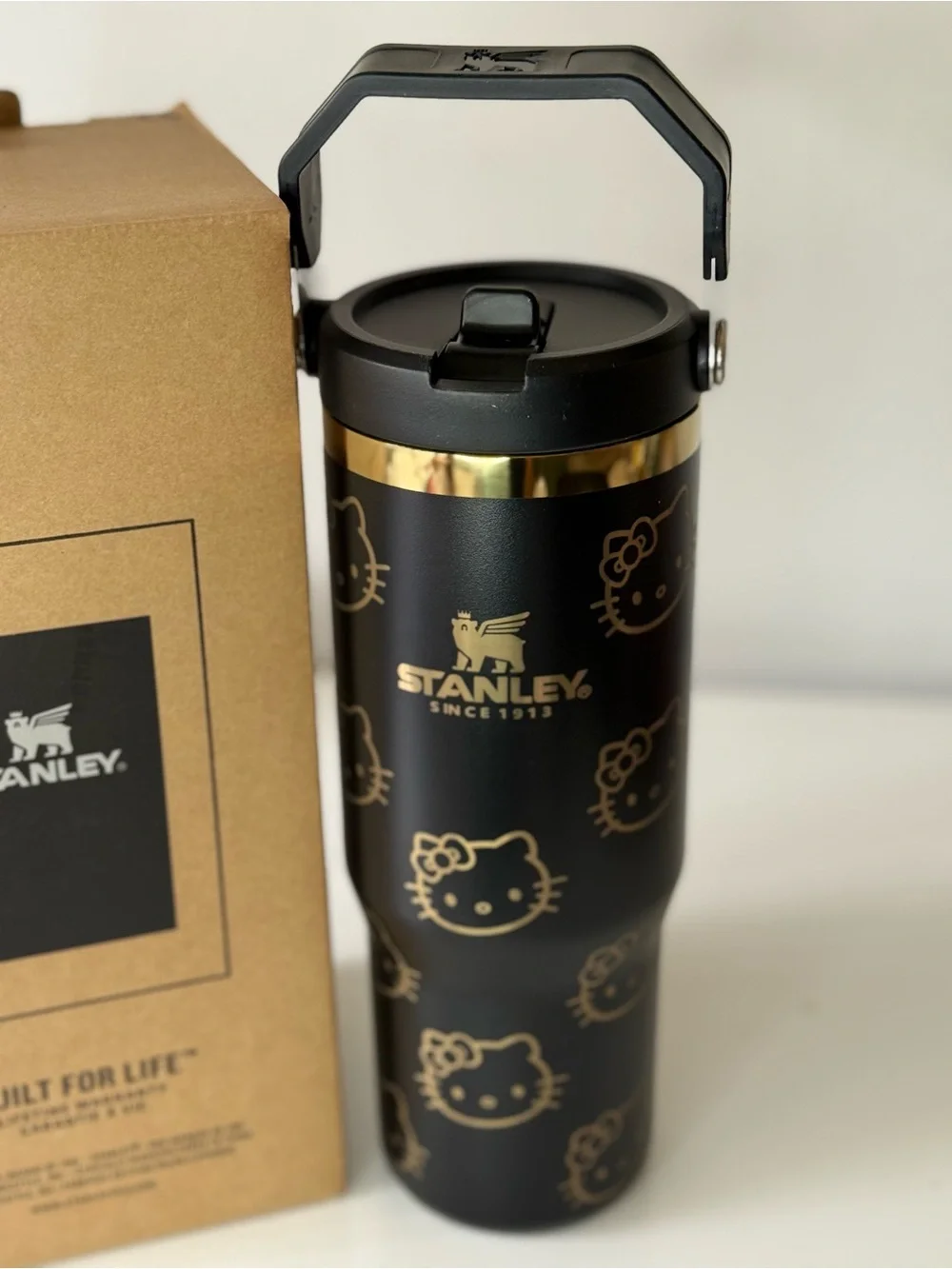Stanley x Hello Kitty Black & Gold Travel Tumbler 30 oz - Picture 3 of 9